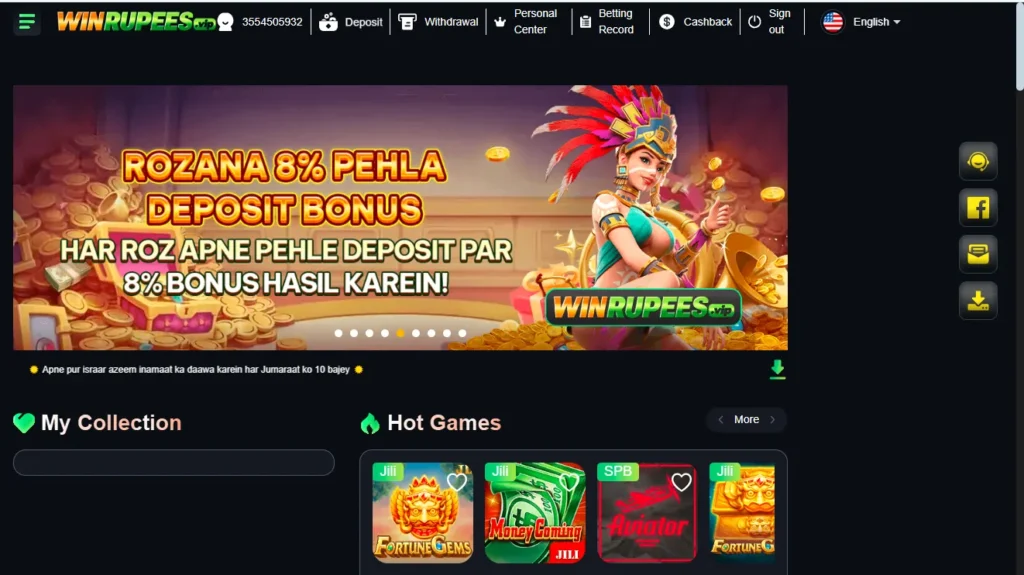 Winrupees Game real money earning app with casino and sports games