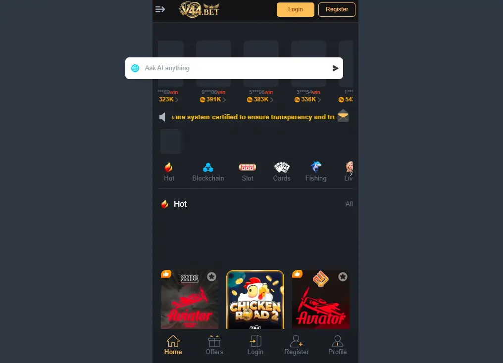 V44 Game APK real money earning app in Pakistan