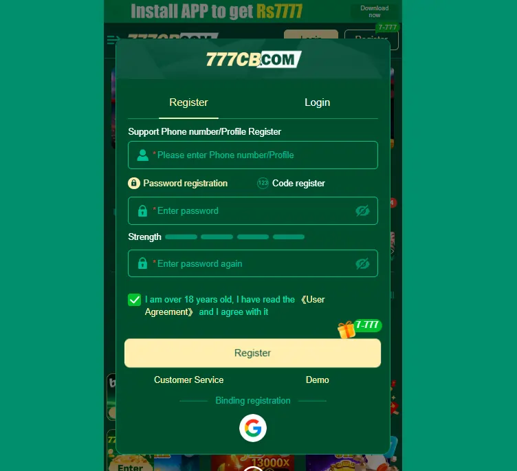 777CB Game download and login steps