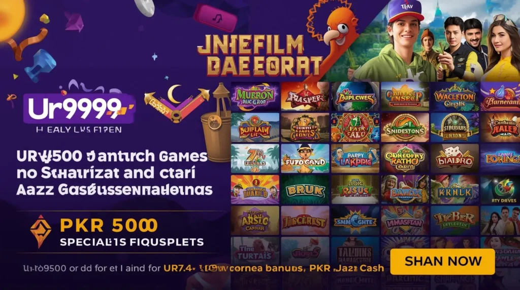 Ur999 game app showing casino, cricket, and earning features.