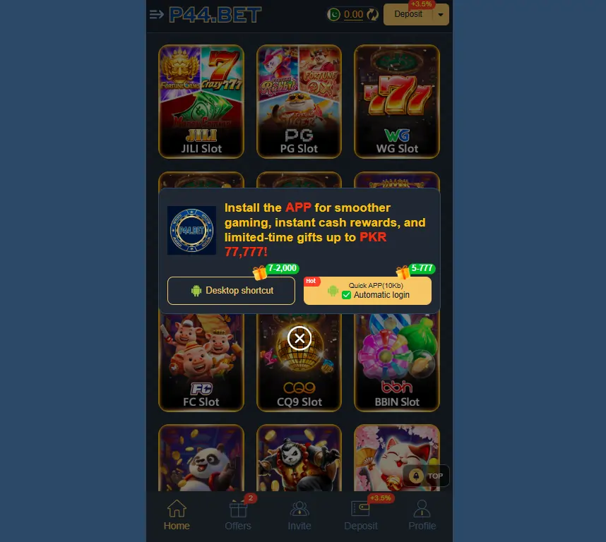 P44Bet Game mobile app for real money gaming in Pakistan