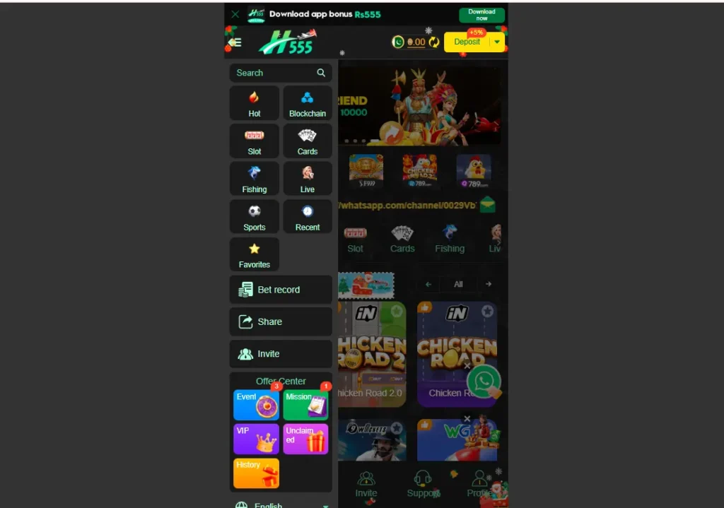 casino game features and smooth mobile gaming interface