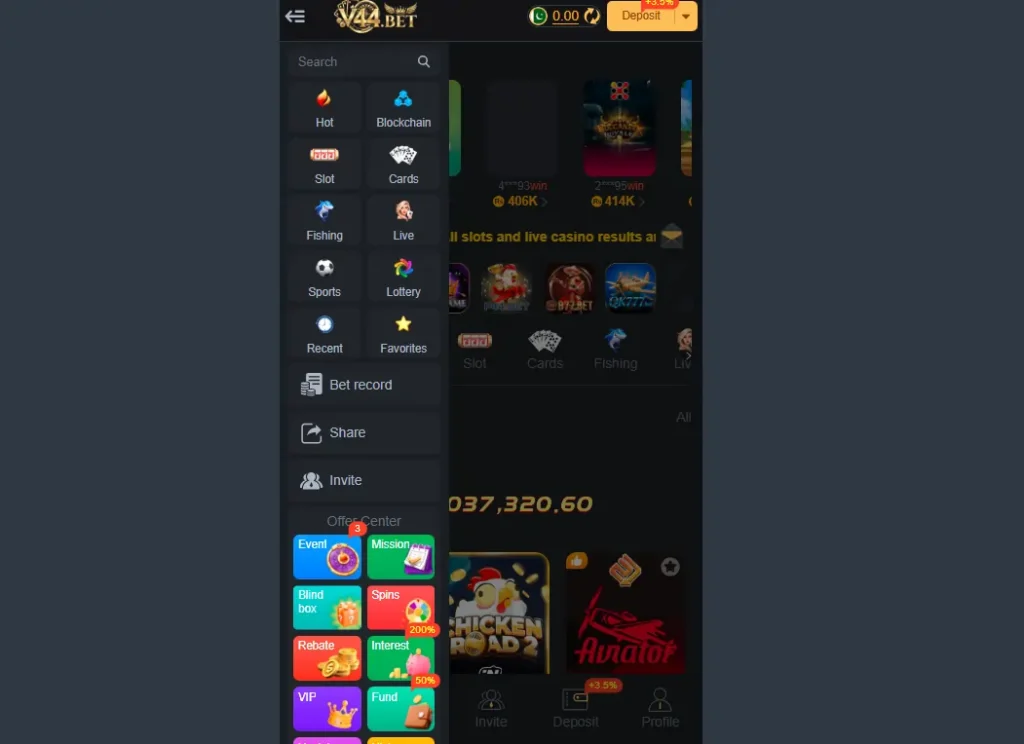 mobile casino app interface with smooth gameplay and many games