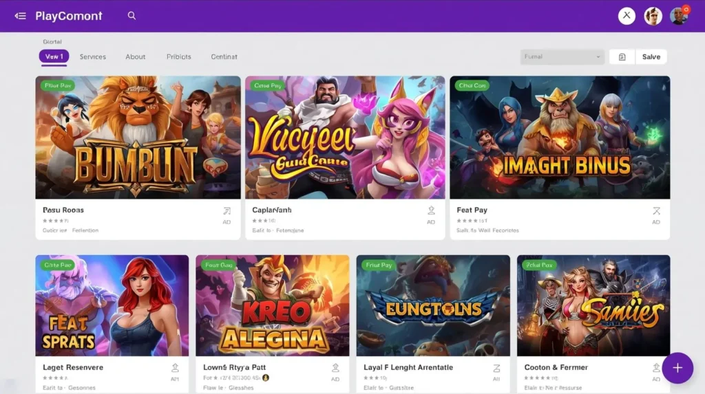 Screen showing multiple popular game modes