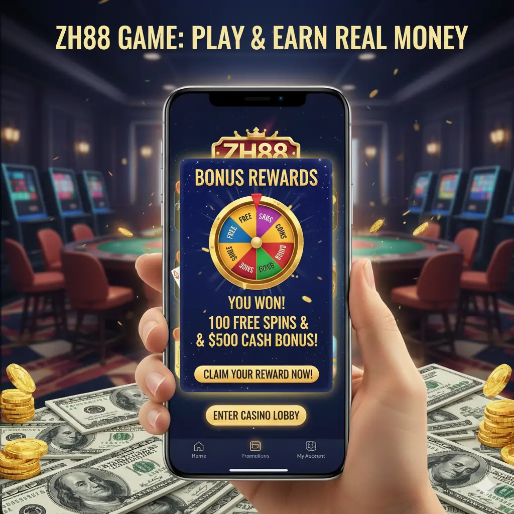 ZH88 Game bonus rewards and free spins screen