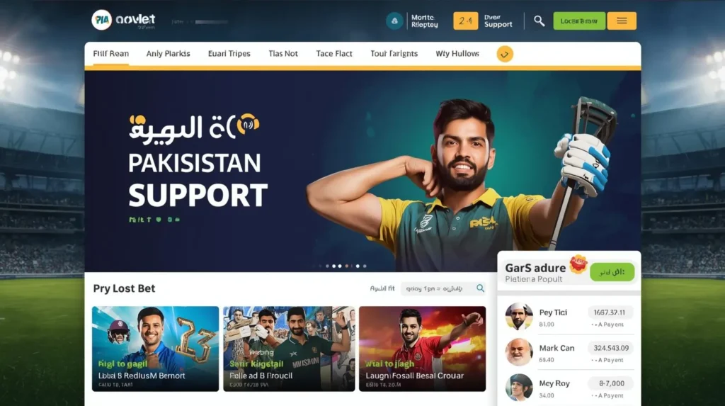 Pakistan map with local payment methods and cricket betting features