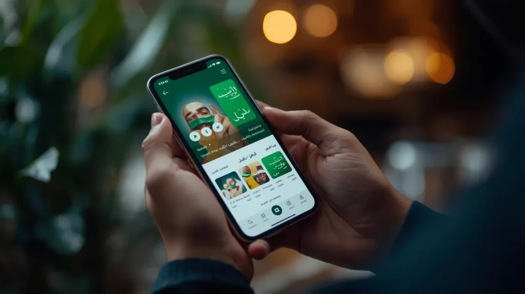 Pakistani user holding a phone with local-style interface