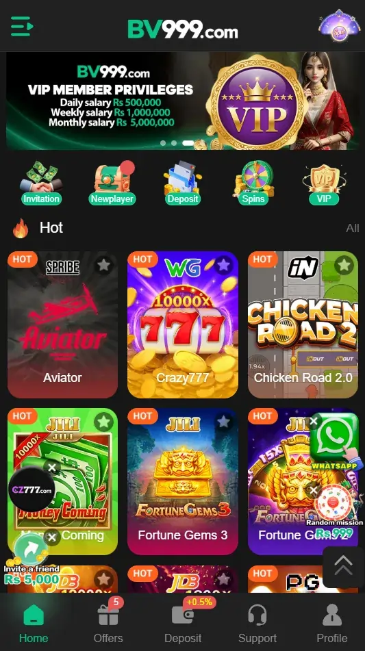 BV999 Game casino app on mobile screen