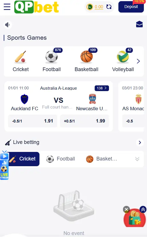 QPBET Game mobile casino app interface