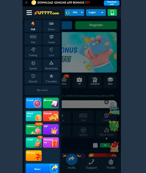 U7777 Game app setup