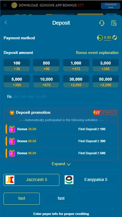 JazzCash EasyPaisa deposit