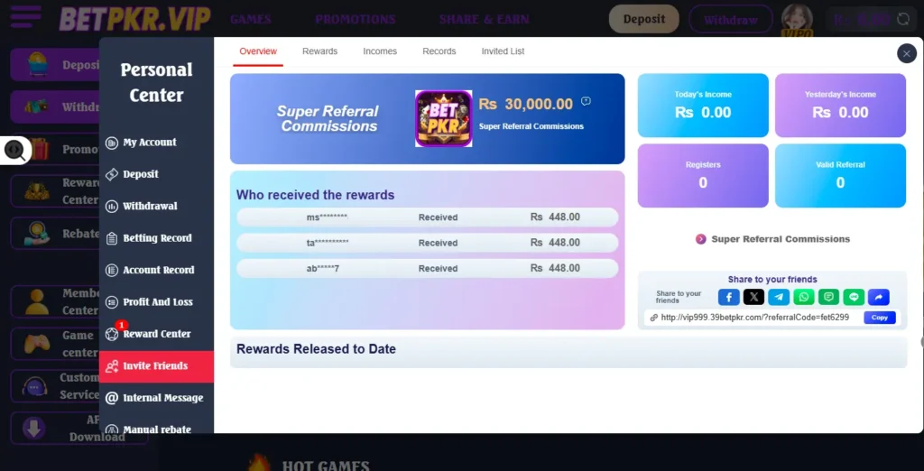 Bet PKR game instant withdrawal Pakistan