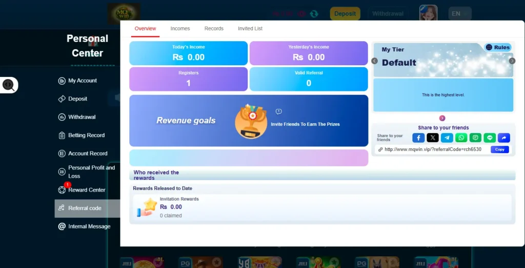 MQwin Game bonus rewards