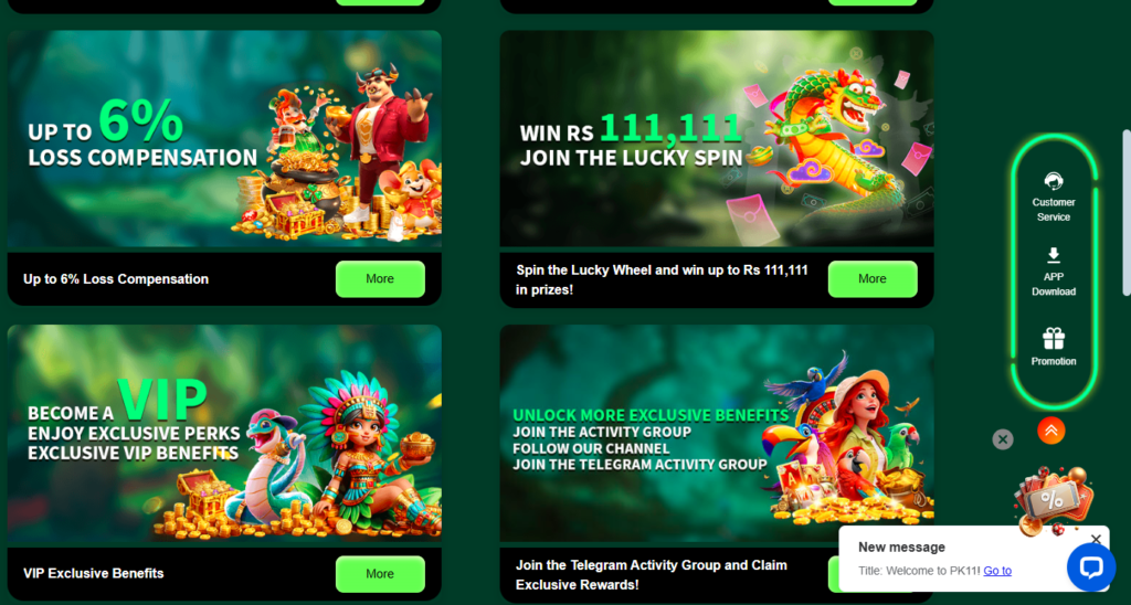 PK11 Game bonuses and rewards