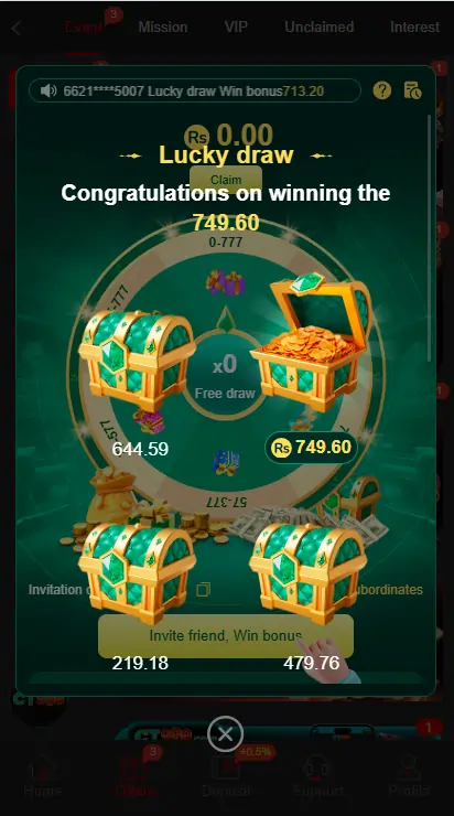 Daily bonus rewards ZC777