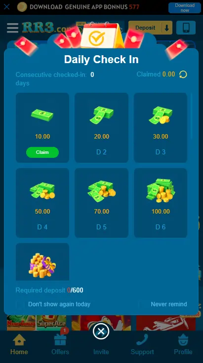 RR3 Game bonus rewards