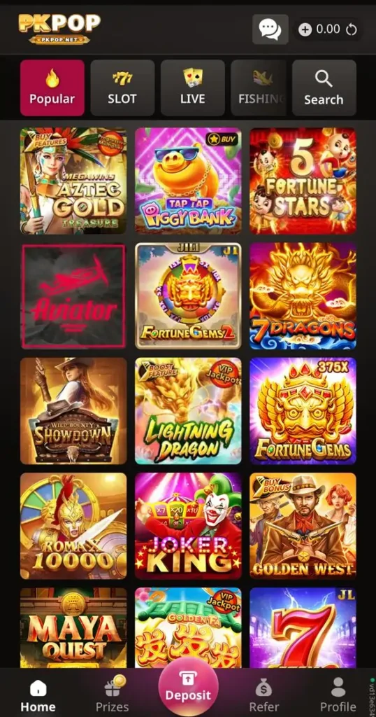 Mobile casino games collection with slots and card games