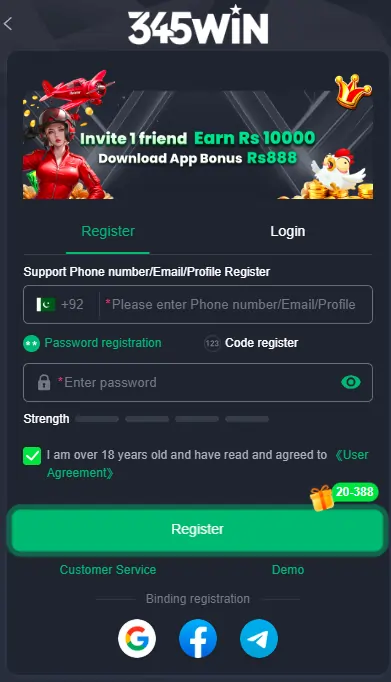 Register and start earning