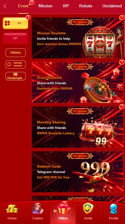 7C Game bonus rewards