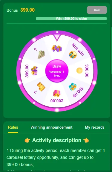 Daily bonus rewards screen