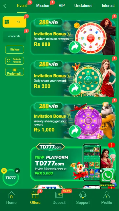 288Win Game bonus rewards